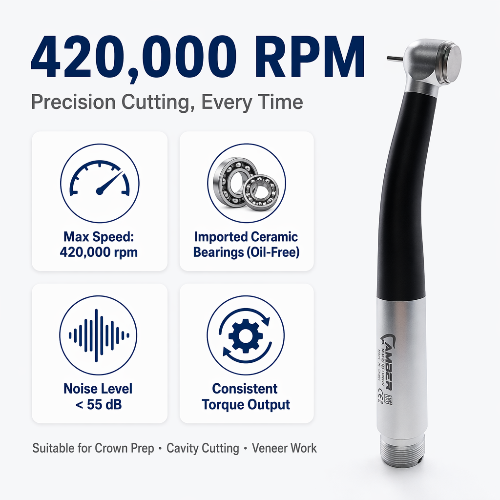 42000 RPM Titanium Coating Dental self powered LED high speed dental handpiece ceramic bearing Clinic Application