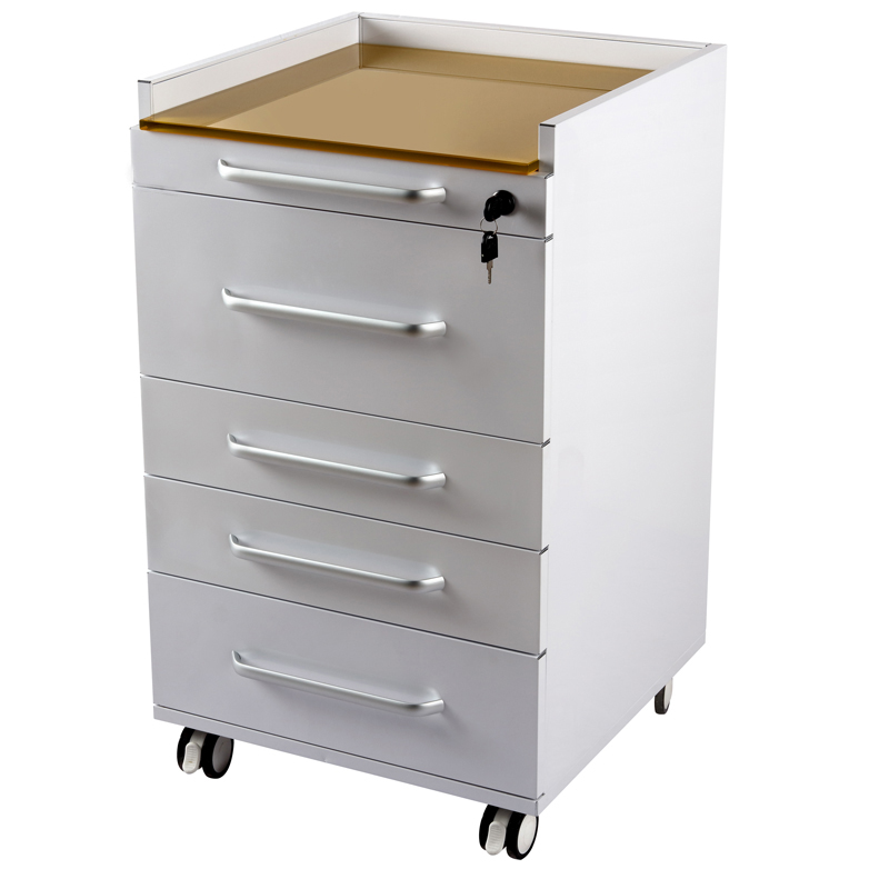 AM-Y002C-4-drawer-mobile-dental-cabinet-with-tempered-glass-top-deep-storage-drawer-and-lockable-casters
