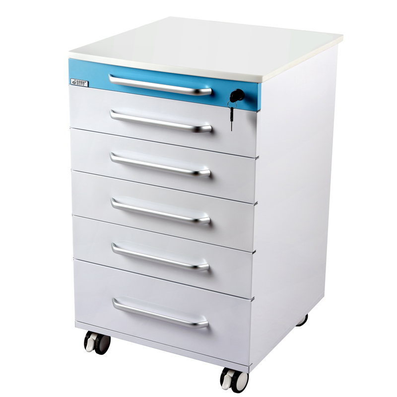 AM-Y006-5-drawer-mobile-dental-clinic-cabinet-with-flat-artificial-marble-top